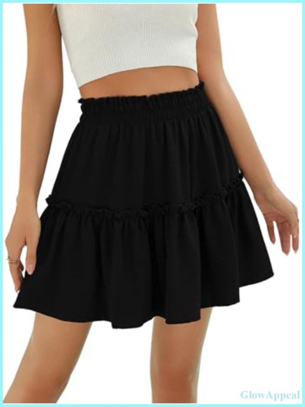 Ruffle High Waist A-Line Mini Skirt Flowy Tiered Summer
